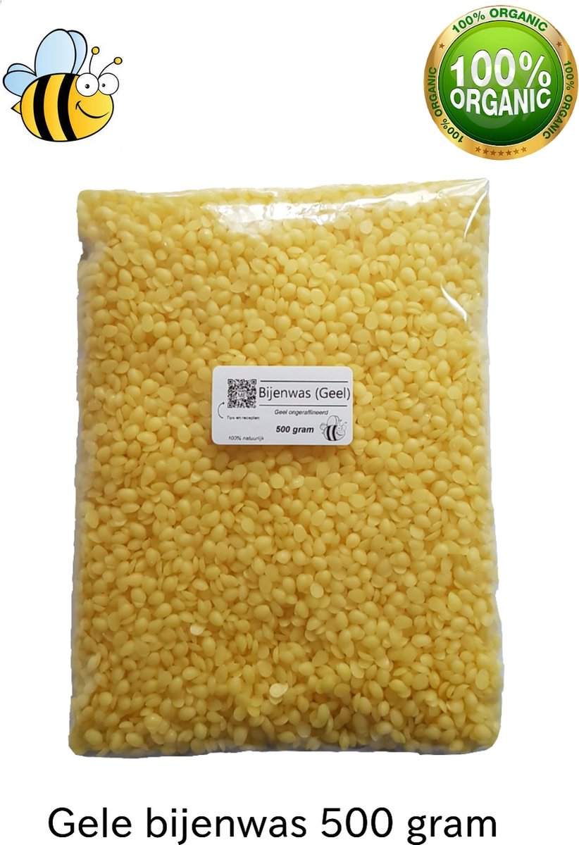 Gele Bijenwas | Korrels | 500 gram | 100% zuivere Bijenwas